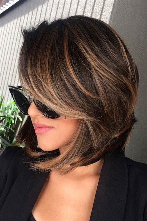 short brown hairstyles with highlights|heavy highlights on short hair.